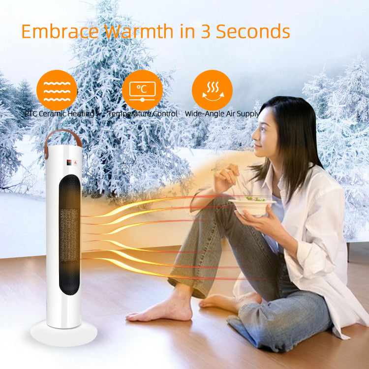 Portable Electric Space Heater, 1500W Whole Room Tower Space Heater for Bedroom Office Indoor Use, White