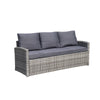 Patio Furniture Sets/Outdoor PE Rattan Sofa Set/Patio Garden Wicker Conversation Sofa/Wicker Rattan Couch with Ottoman, Gray