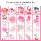 Wooden Dollhouse for Kids/ Dollhouse House Toy with 24pcs Furniture Preschool Playset for Girls Toddlers Gift