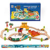 Wooden Train Toy Set/50 Pieces Wooden Train Track Set with Bridge Ramp Magnetic