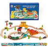 Wooden Train Toy Set/50 Pieces Wooden Train Track Set with Bridge Ramp Magnetic
