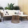 Outdoor Patio Furniture PE Wicker Sofa Set with Beige Cushion,Round Tempered Glass Table and Furniture Cover