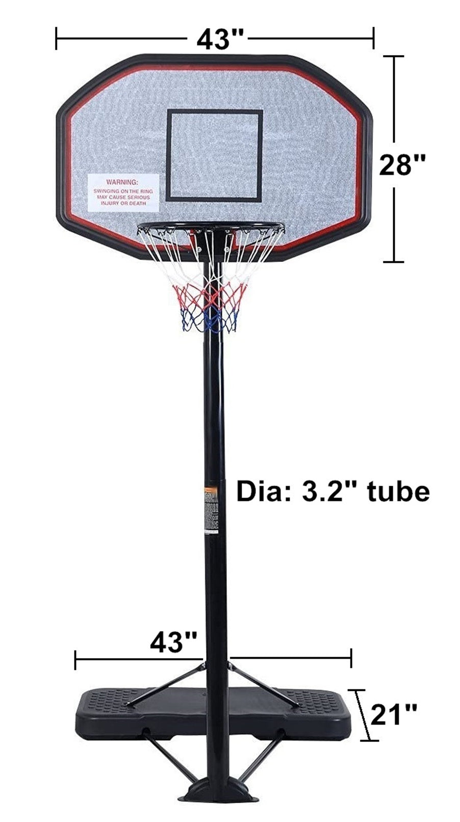 Basketball Hoop System Height Adjustable Portable Basketball Stand for Teens Adults Indoor Outdoor w/Wheels