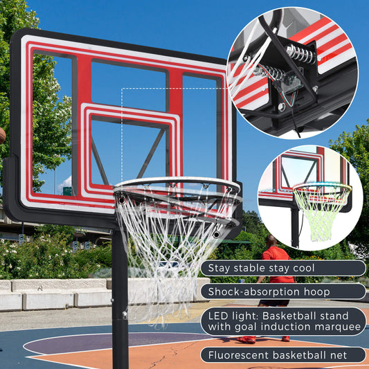Portable Basketball Hoop Height Adjustment for Teens Adults LED Basketball Hoop Lights