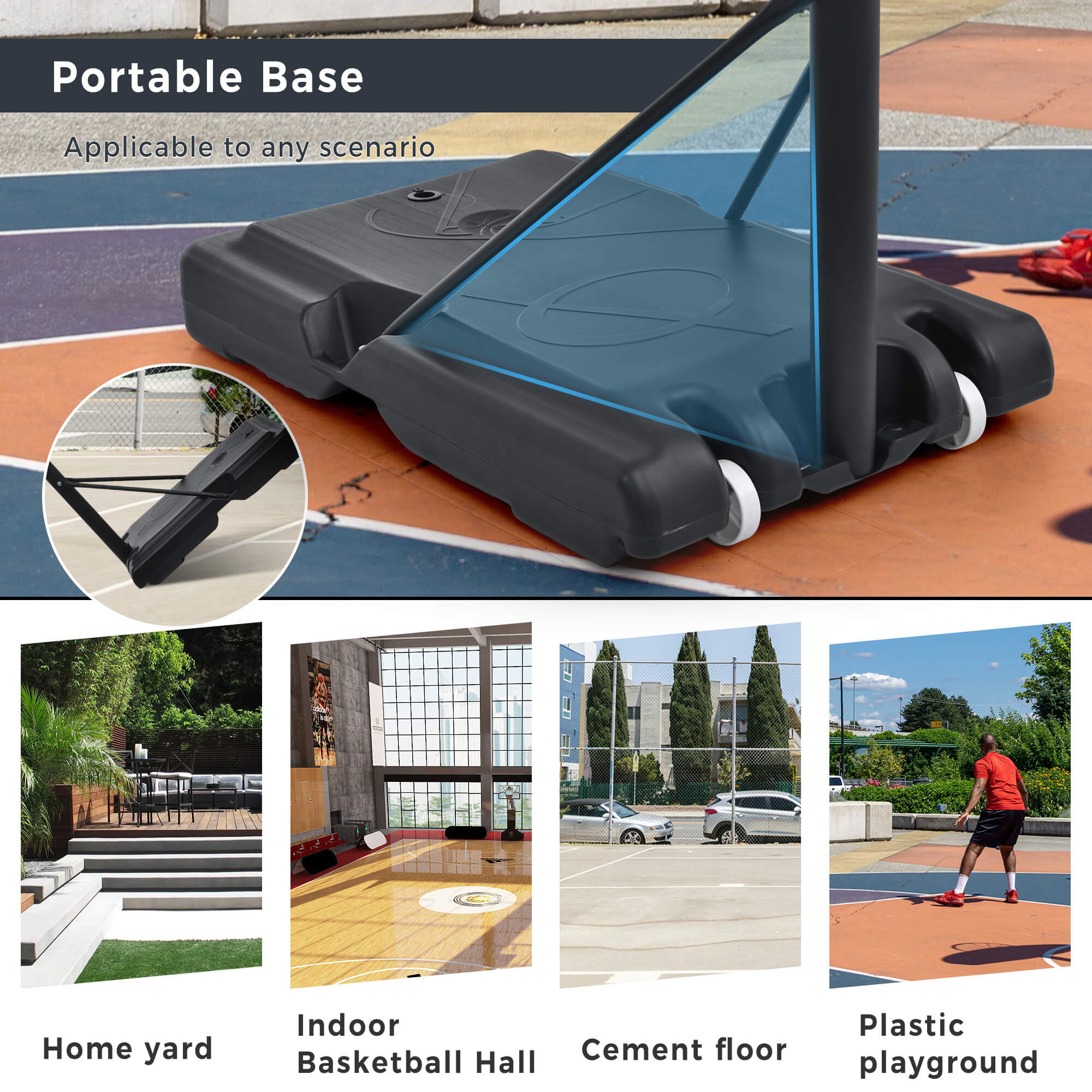 Portable Basketball Hoop Height Adjustment for Teens Adults LED Basketball Hoop Lights