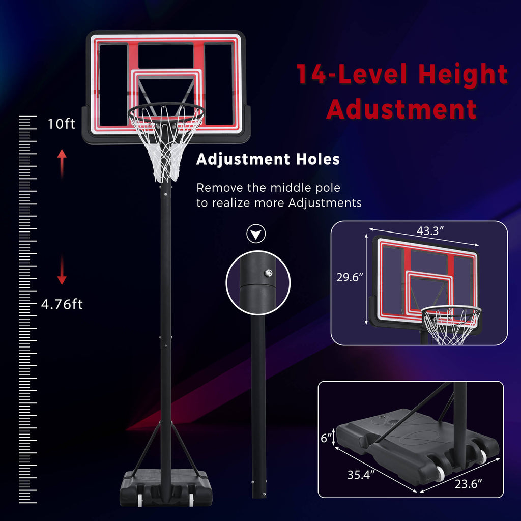 Portable Basketball Hoop Height Adjustment for Teens Adults LED Basketball Hoop Lights