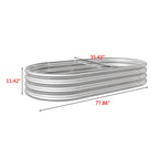 Outdoor Raised Garden Bed/Planter Raised Garden Boxes/ Oval Large Metal Raised Planter Bed for for Plants, Vegetables and Flowers, Silver