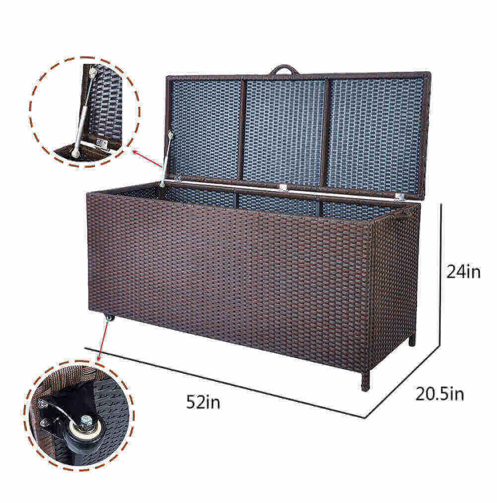 Outdoor Patio Wicker Cube Storage Box/Patio Deck Box Waterproof/Container Aluminum Frames and Resin Rattan Box