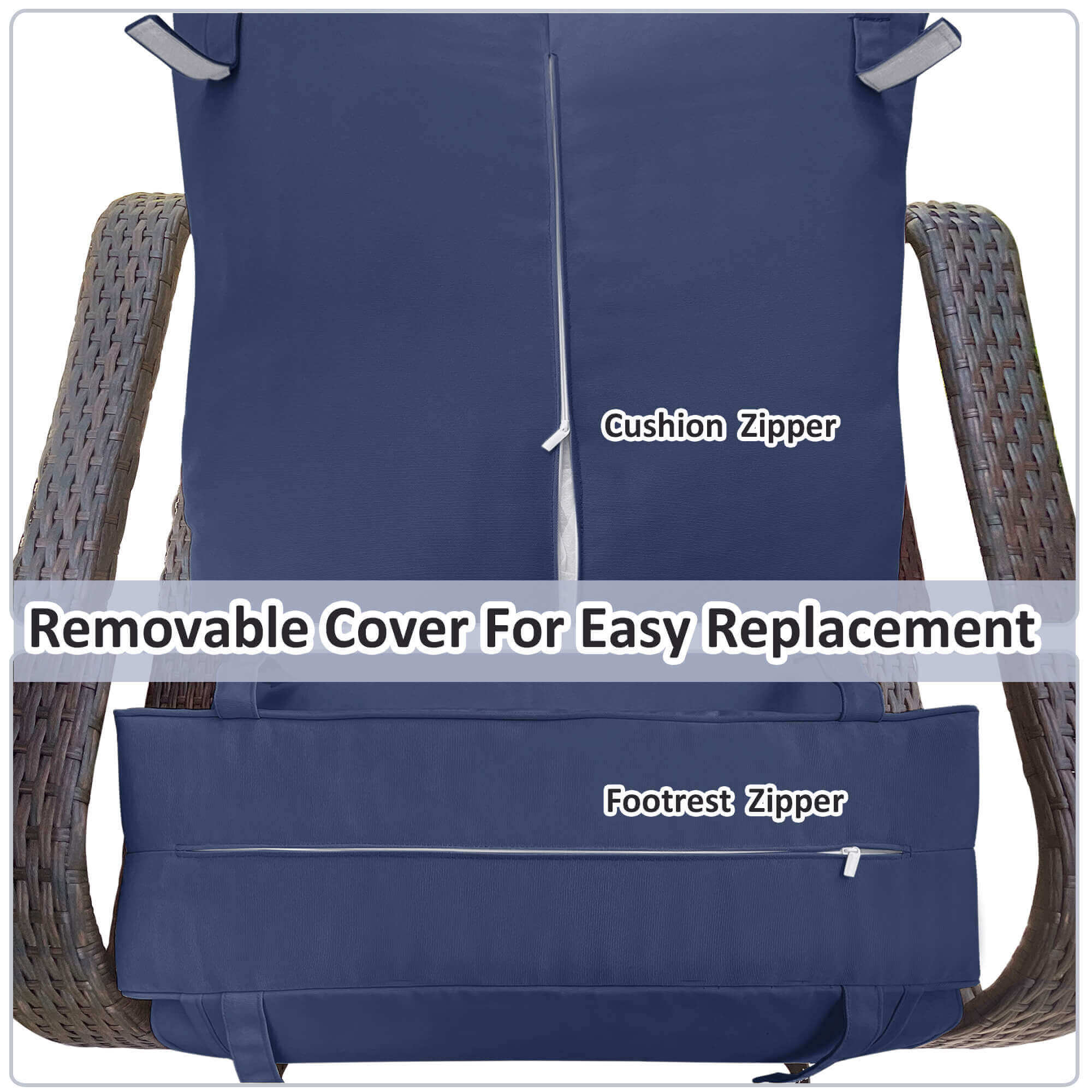 Arttoreal Outdoor Furniture Wicker Recliner Set/ Patio Recliner Chair Set/ Rattan Recliner and Tempered Glass Top Side Coffee Table (3 pcs)