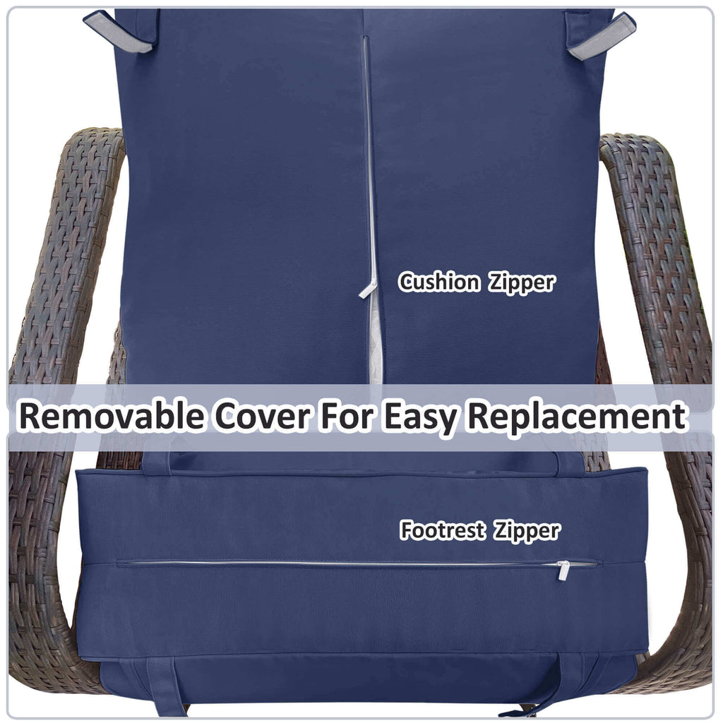 Arttoreal Outdoor Furniture Wicker Recliner Set/ Patio Recliner Chair Set/ Rattan Recliner and Tempered Glass Top Side Coffee Table (3 pcs)