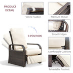 Arttoreal Outdoor Patio Furniture Adjustable Wicker Recliner / Recliner Chair with Aluminum Frame and Soft Waterproof Cushions