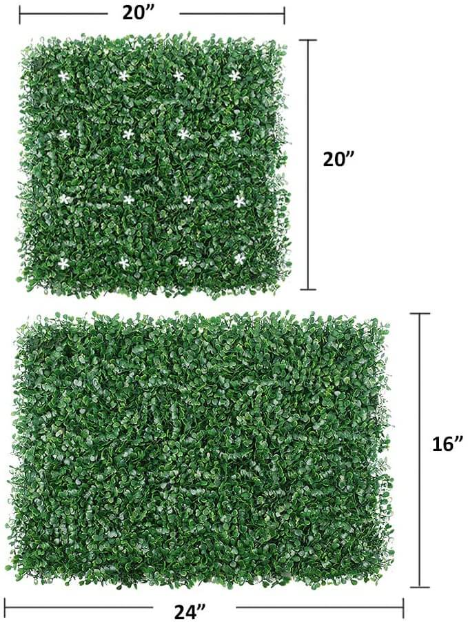Artificial Hedge Boxwood Panels Plant Faux Greenery Panels UV Protected Indoor Outdoor Garden Home Decor Greenery Panels Wall Pack of 6 Pieces