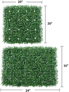 Artificial Hedge Boxwood Panels Plant Faux Greenery Panels UV Protected Indoor Outdoor Garden Home Decor Greenery Panels Wall Pack of 6 Pieces