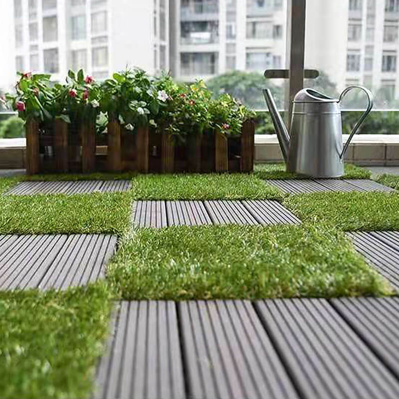 Artificial Grass Turf Tile / Interlocking Self-draining Mat / Grass Flooring / Lawn Floor Mat