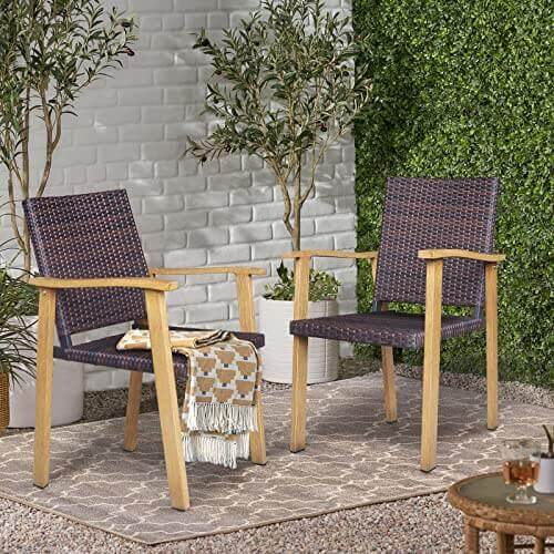 Outdoor Wicker Armchair Set/Patio Dining Chair With Rattan Aluminum Frame Furniture