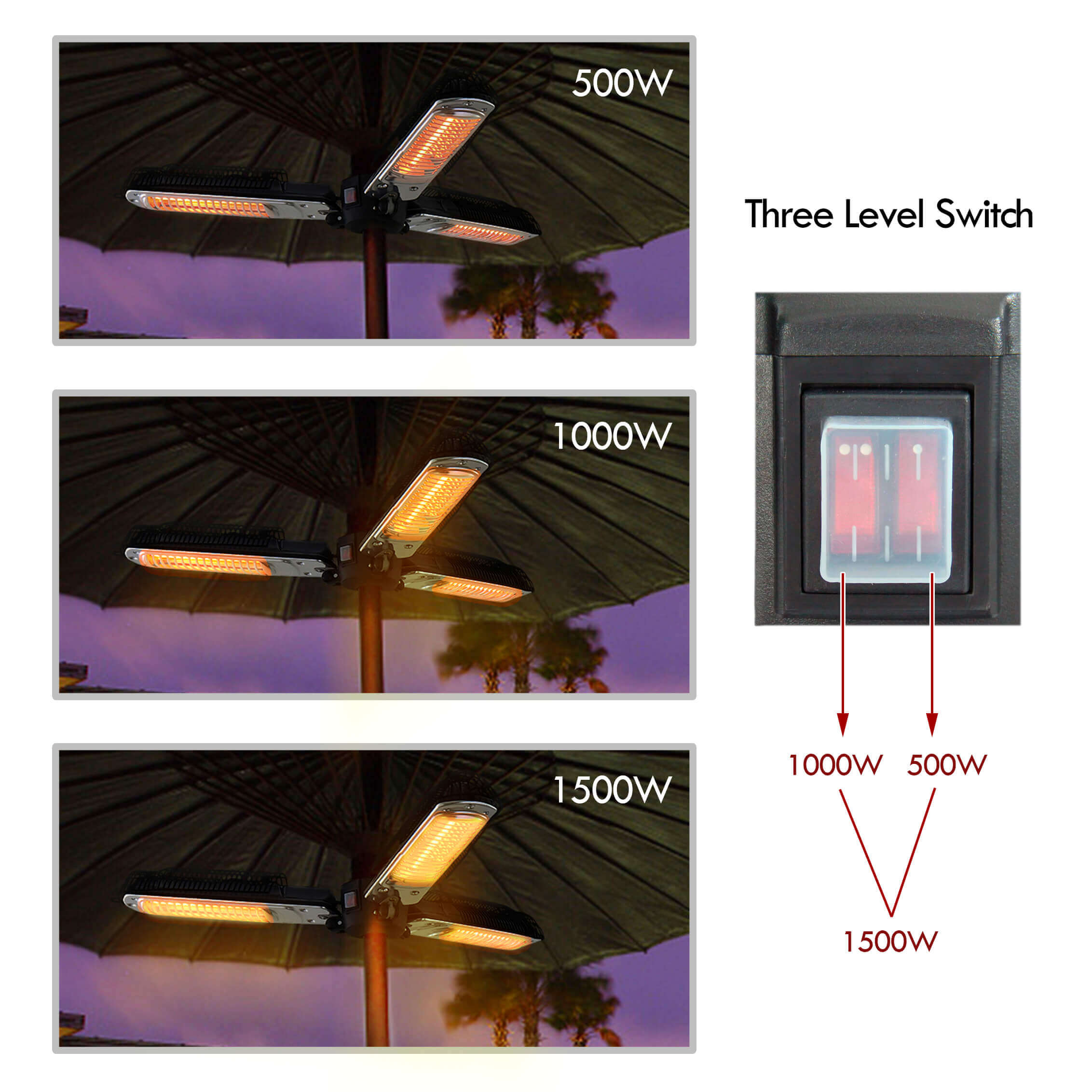 Arttoreal Electric sunshade umbrella heater / folding outdoor high-efficiency electric infrared space heater