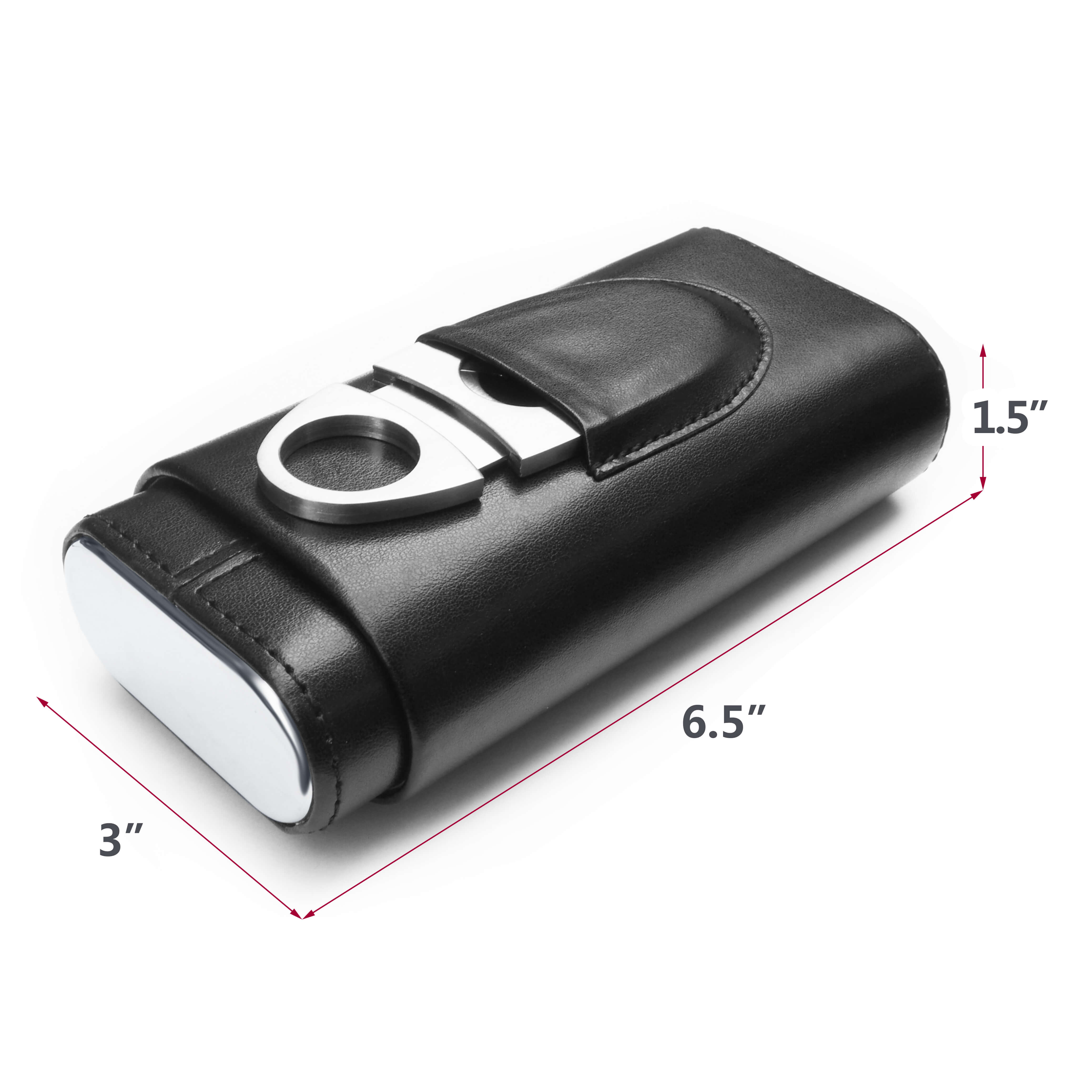 3- Finger Cedar Wood Cigar Box/Leather Cigar Case/Portable Travel Humidor