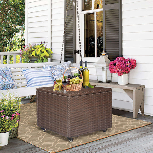 ART TO REAL Outdoor Wicker Deck Storage Box / Garden Container / Bench Chest