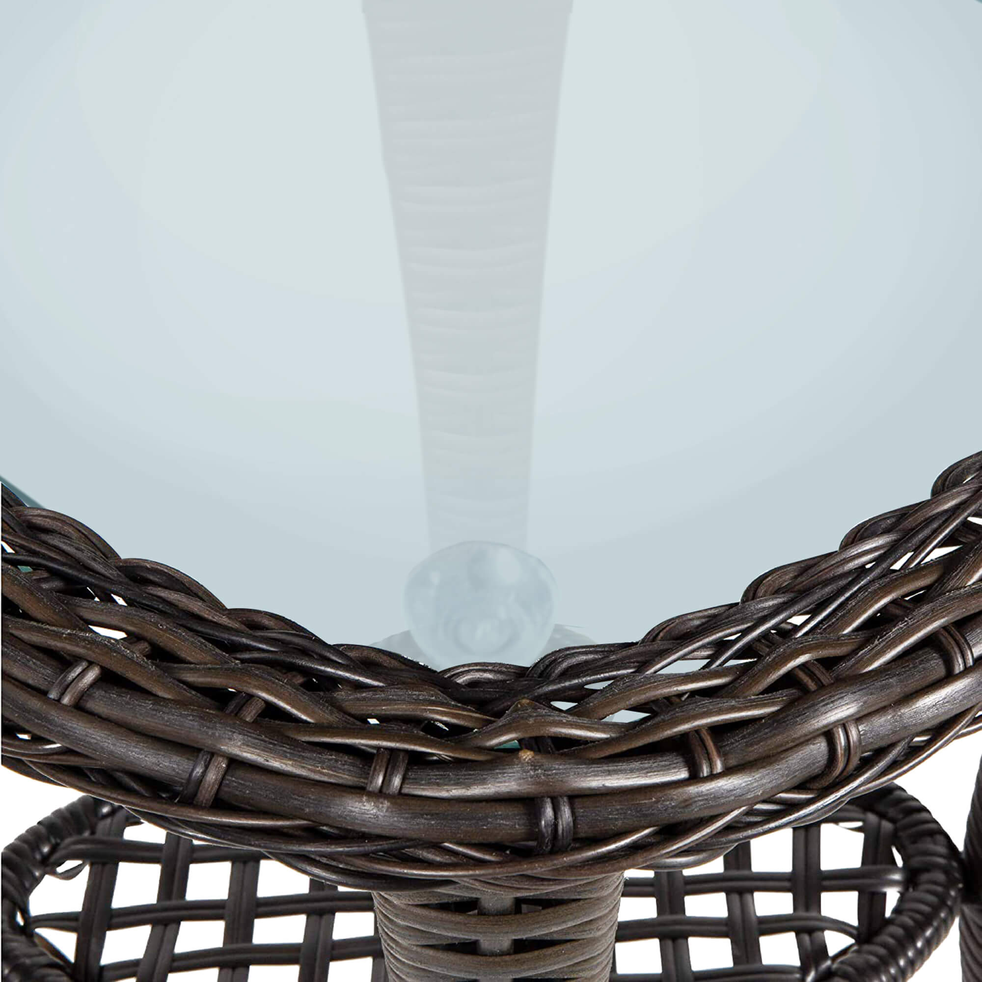 Outdoor Resin Wicker Glass Top Side Coffee Table
