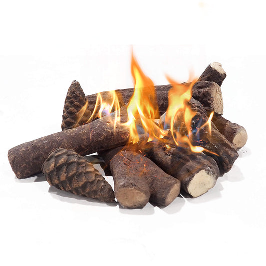 Arttoreal Fireplace Logs Ceramic Woods / Ceramic Logs / Fire pit Logs Set of 9