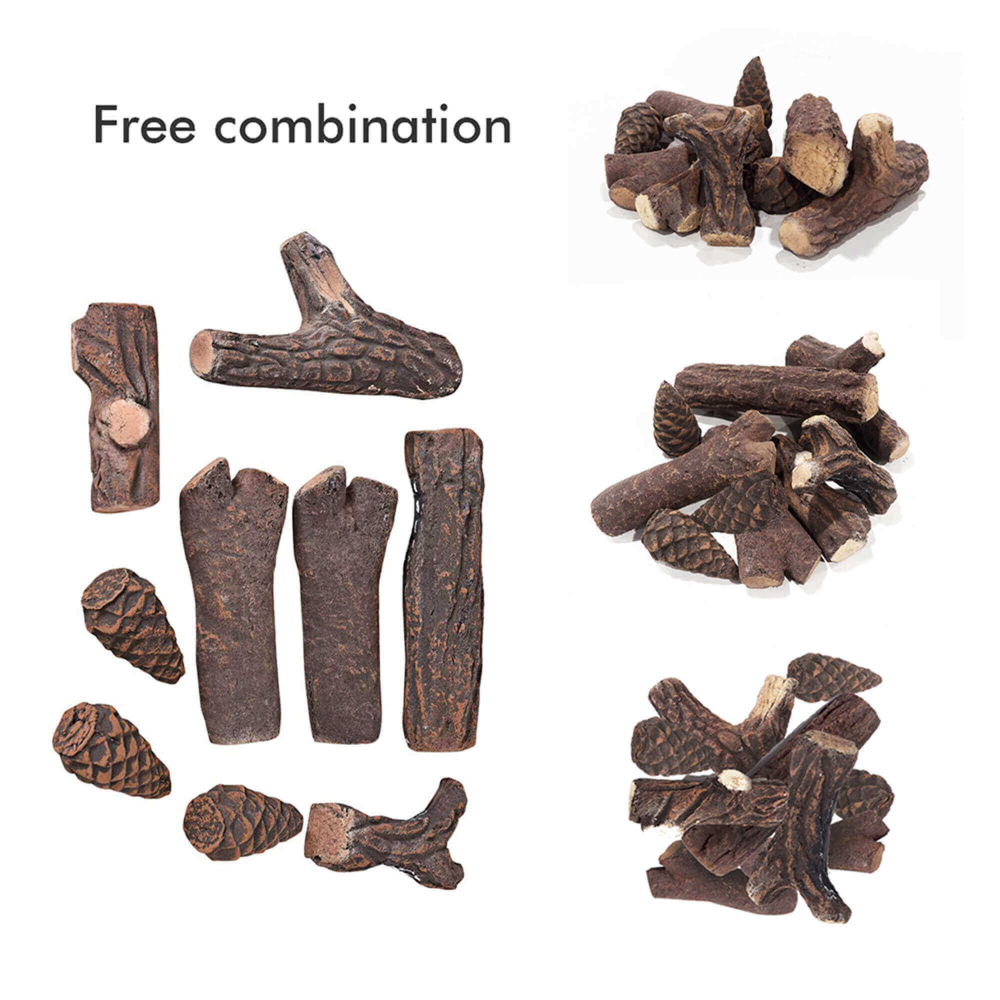 Arttoreal Fireplace Logs Ceramic Woods / Ceramic Logs / Fire pit Logs Set of 9