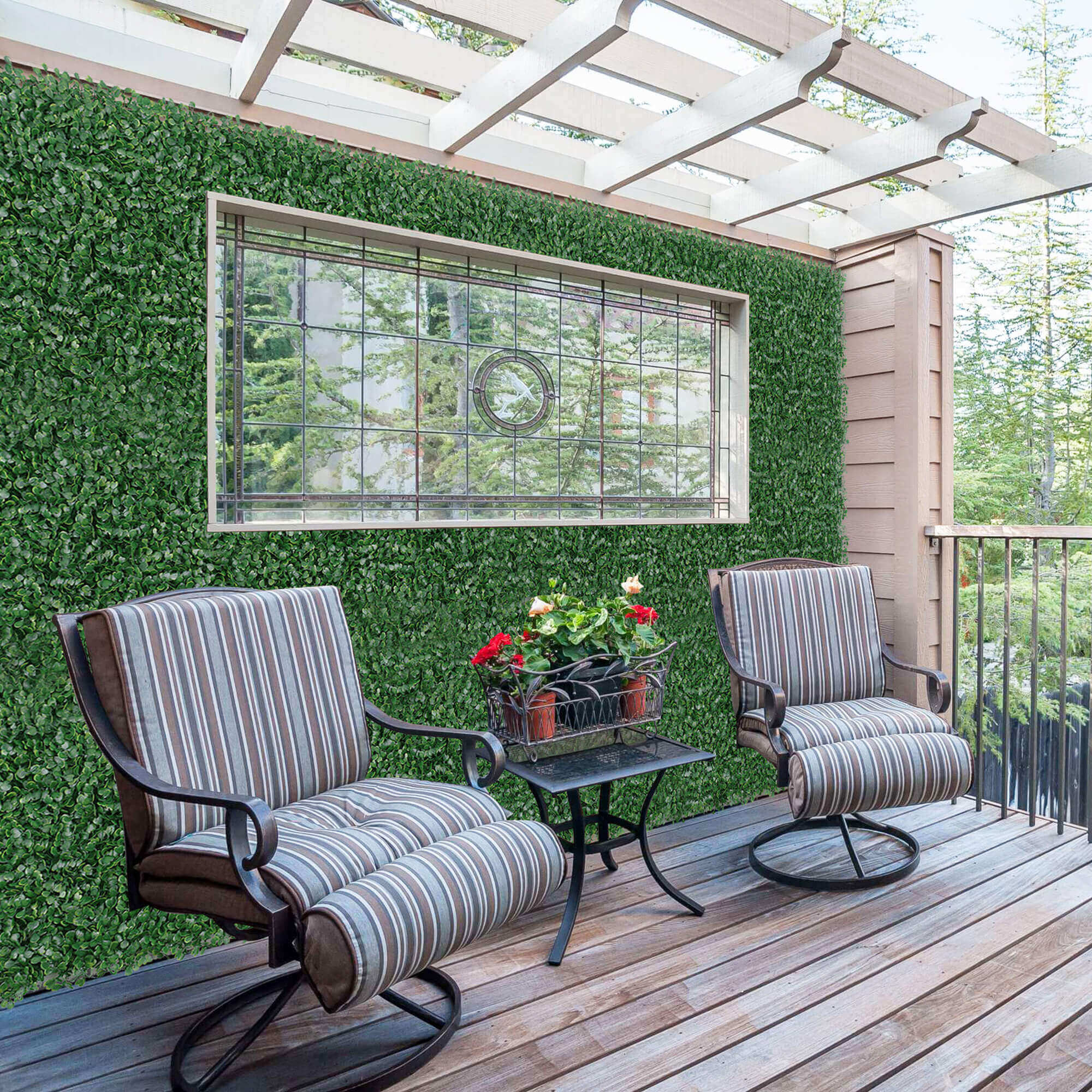 Artificial Hedge Boxwood Panels Plant Faux Greenery Panels UV Protected Indoor Outdoor Garden Home Decor Greenery Panels Wall Pack of 6 Pieces