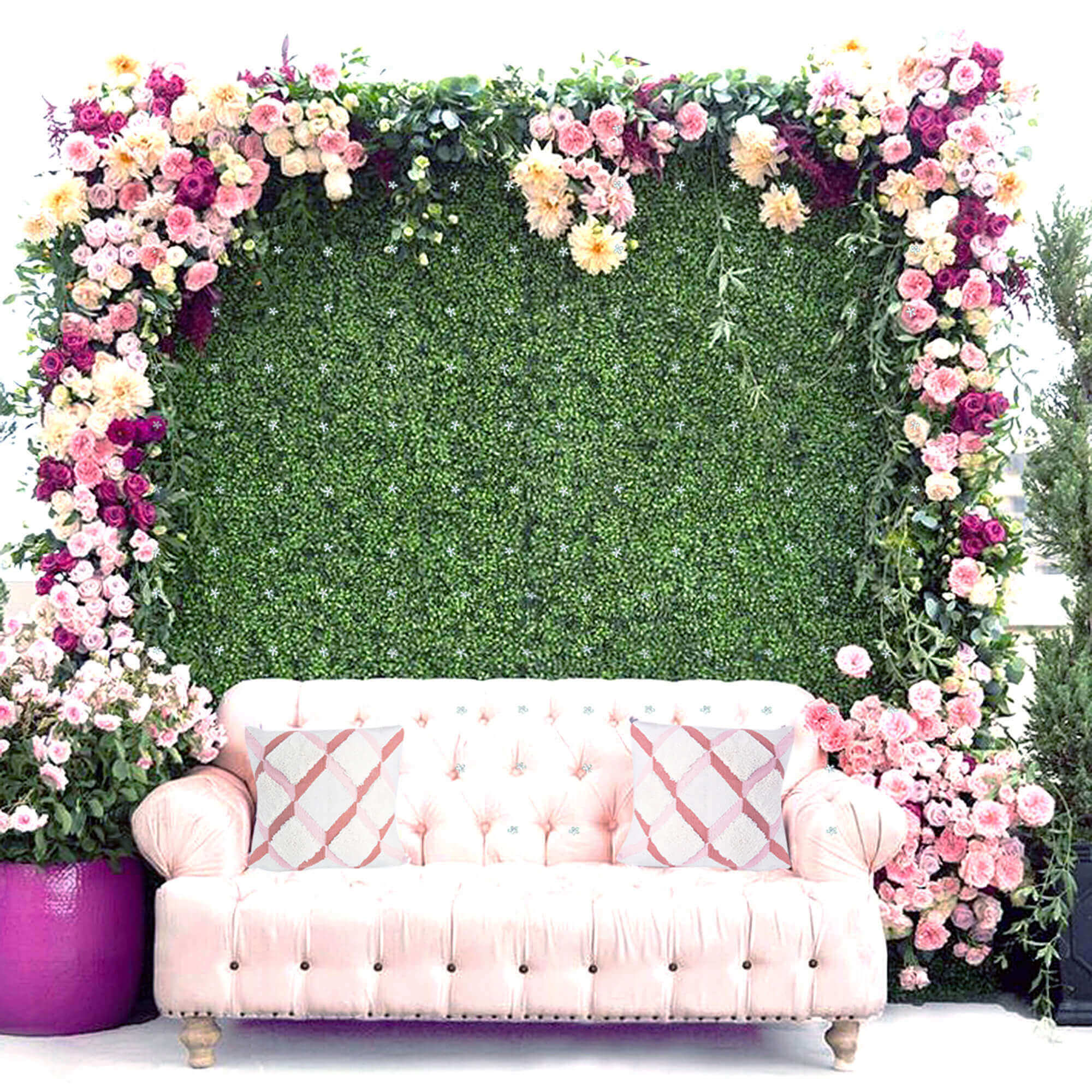 Artificial Hedge Boxwood Panels Plant Faux Greenery Panels UV Protected Indoor Outdoor Garden Home Decor Greenery Panels Wall Pack of 6 Pieces