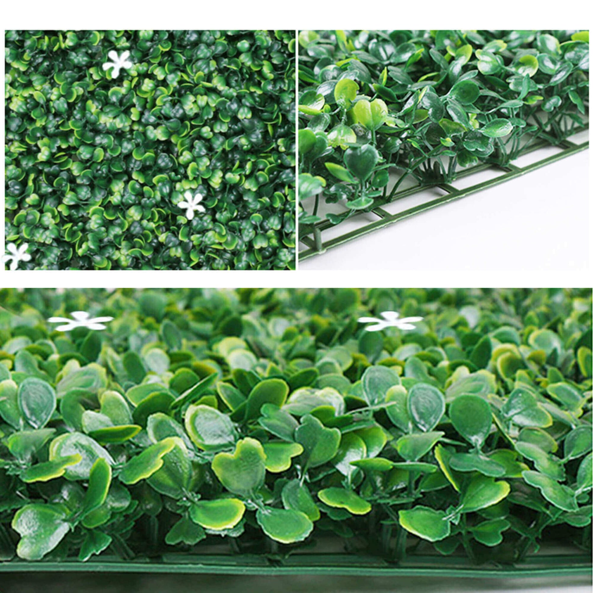 Artificial Hedge Boxwood Panels Plant Faux Greenery Panels UV Protected Indoor Outdoor Garden Home Decor Greenery Panels Wall Pack of 6 Pieces