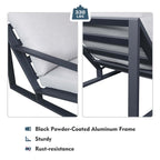 ATR Aluminum Outdoor Lounge Chair With Ottomans / All Weather Outdoor Armchair Set with Cushions(Set of 2 )