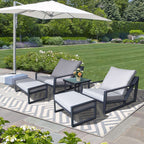 ATR Aluminum Outdoor Lounge Chair With Ottomans / All Weather Outdoor Armchair Set with Cushions(Set of 2 )