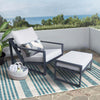 ATR Aluminum Outdoor Lounge Chair With Ottomans / All Weather Outdoor Armchair Set with Cushions(Set of 2 )