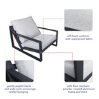 ATR Aluminum Outdoor Lounge Chair With Ottomans / All Weather Outdoor Armchair Set with Cushions(Set of 2 )