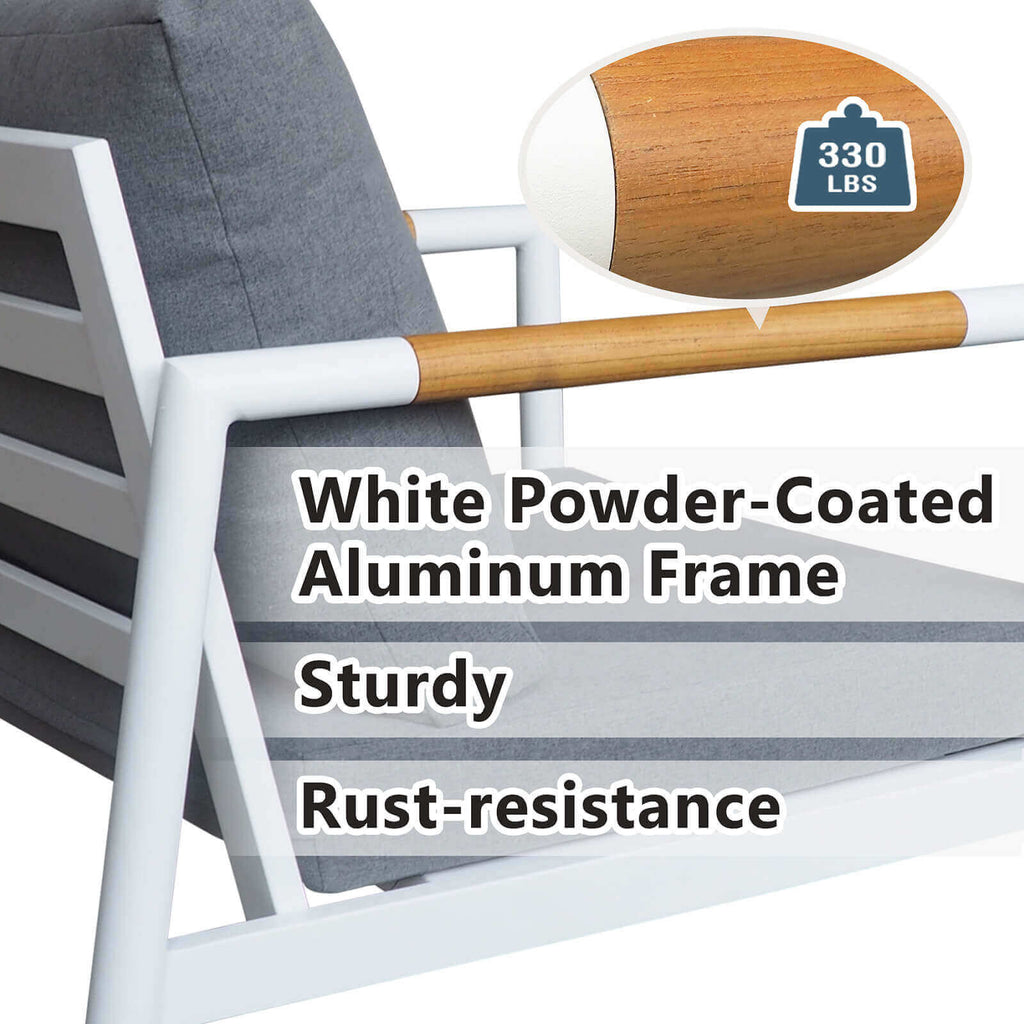 Arttoreal Aluminum Outdoor Patio Armchair in Dark Gray