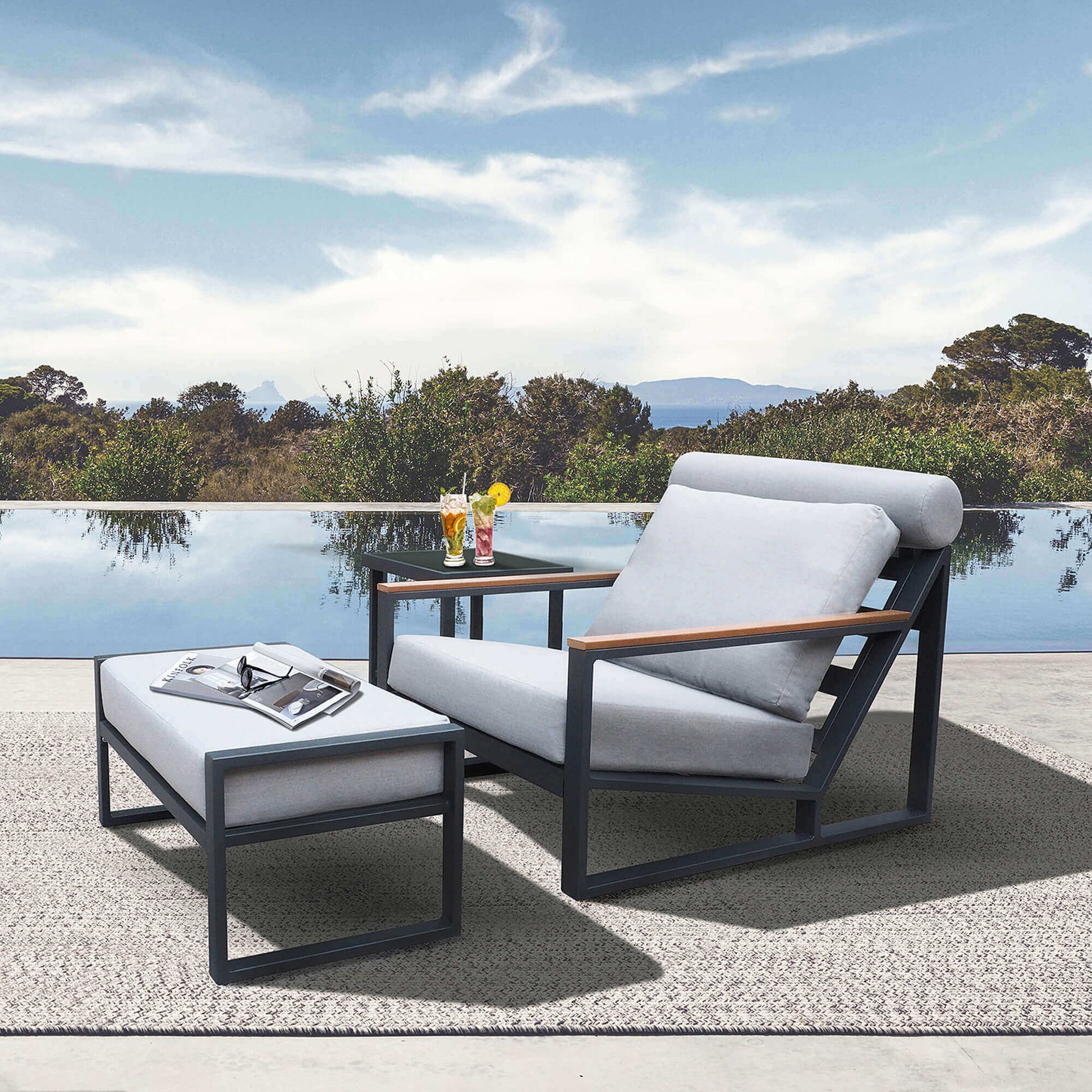 Arttoreal Aluminum Patio Furniture Set Outdoor Patio Chairs with Ottomans