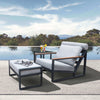 Arttoreal 3Pieces Aluminum Patio Furniture Set, Outdoor Patio Lounge Chair with Ottomans, Coffee Table