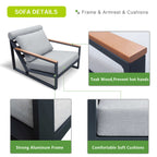 Arttoreal 3Pieces Aluminum Patio Furniture Set, Outdoor Patio Lounge Chair with Ottomans, Coffee Table