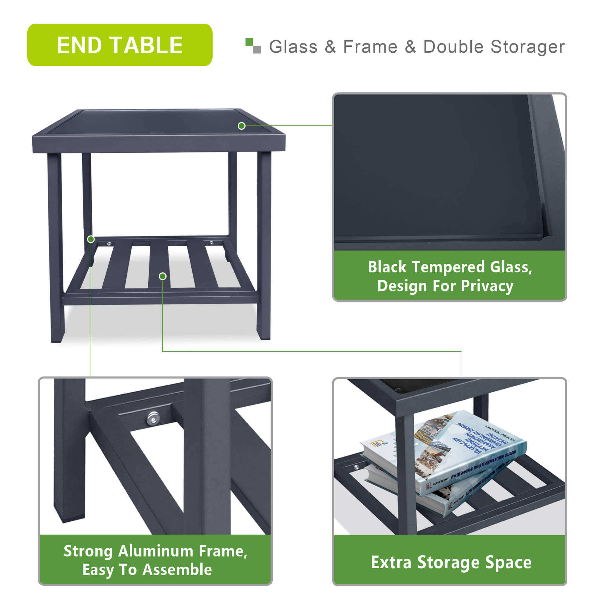 Arttoreal 3Pieces Aluminum Patio Furniture Set, Outdoor Patio Lounge Chair with Ottomans, Coffee Table