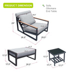 Arttoreal 3Pieces Aluminum Patio Furniture Set, Outdoor Patio Lounge Chair with Ottomans, Coffee Table
