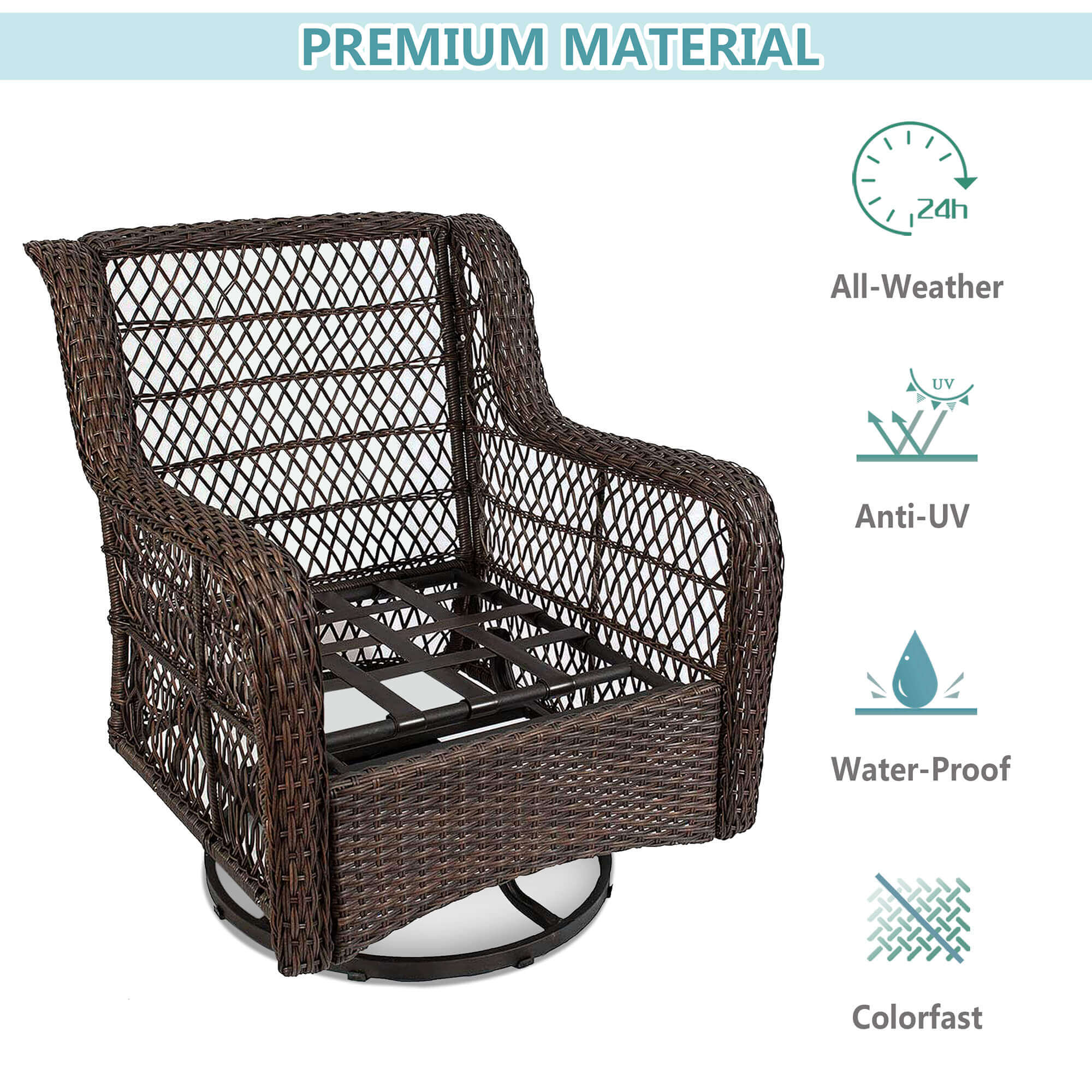 Outdoor Bistro Set 3 Pieces/Outdoor Resin Wicker Swivel Rocker Patio Chair/360-Degree Swivel Rocking Chairs/Outdoor Rattan Conversation Sets