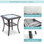 3 Pieces Outdoor Wicker Rocking Chair Set/Patio Conversation Set with 2 Rattan Rocker Chairs and Glass Coffee Table