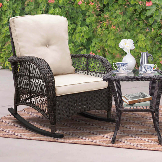 Outdoor Wicker Rocking Chair/Patio Rattan Single Conversation Chair