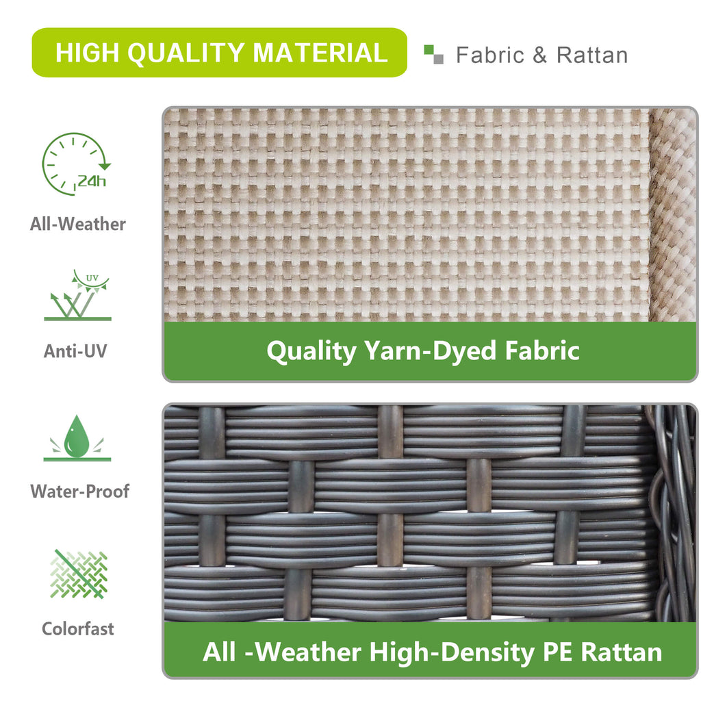 Arttoreal Outdoor Swivel Rocker Patio Chairs Set of 2 and Matching Side Table / 3 Piece Wicker Patio Bistro Set with Premium Fabric Cushions