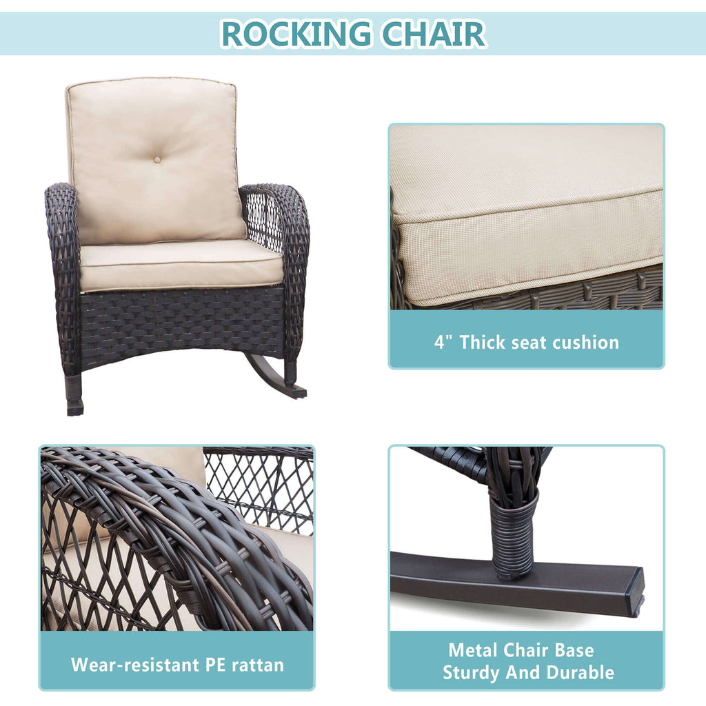 Outdoor Wicker Rocking Chair/Patio Rattan Single Conversation Chair