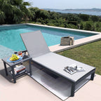 ATR Adjustable Chaise Lounge Chair Outdoor Five-Position Recliner / Curved Design All Weather for Patio, Beach, Yard, Pool