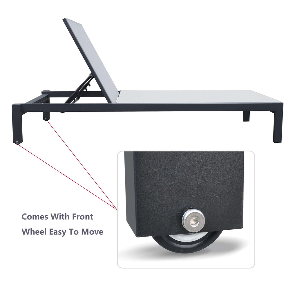 ATR Adjustable Chaise Lounge Chair Outdoor Five-Position Recliner / Curved Design All Weather for Patio, Beach, Yard, Pool