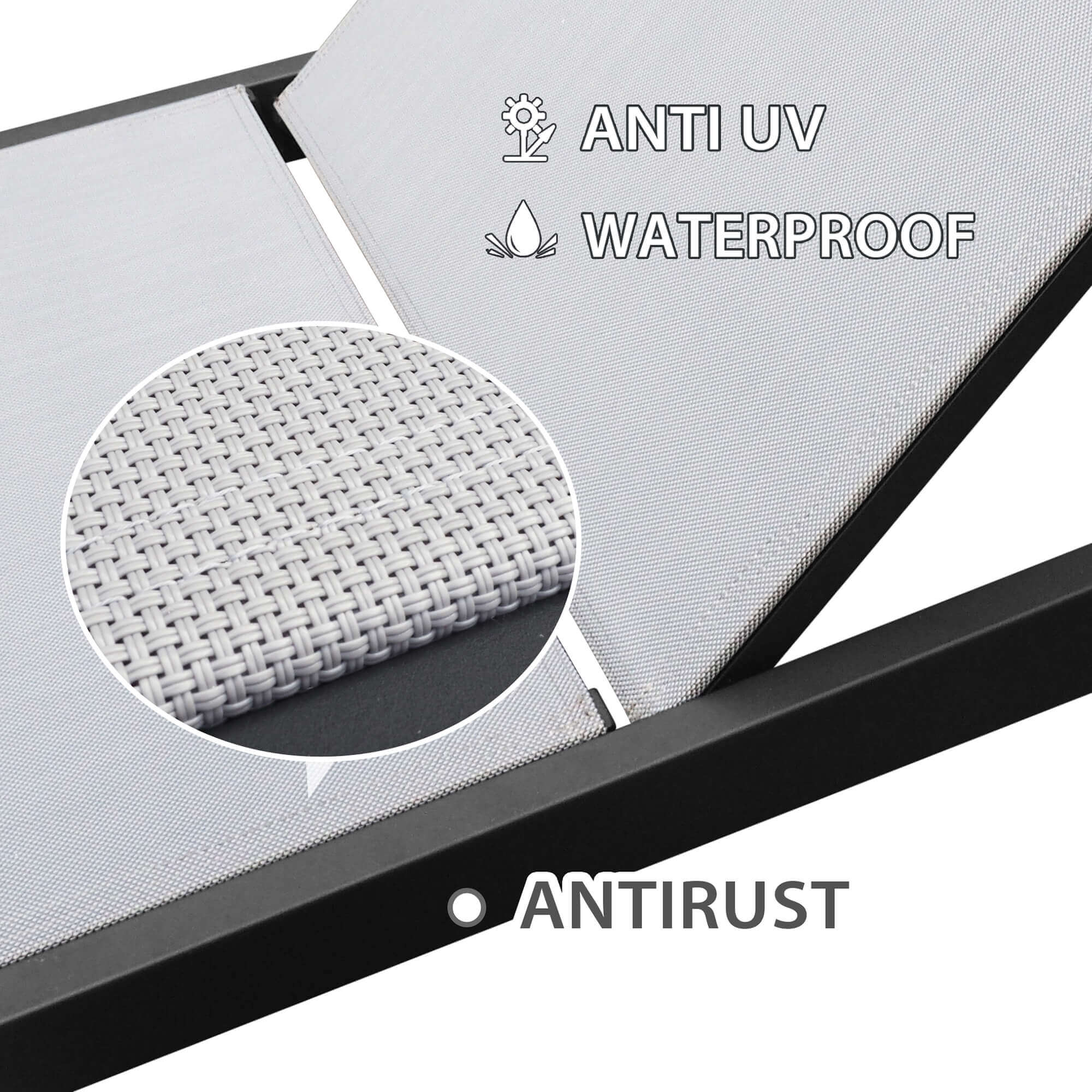 ATR Adjustable Chaise Lounge Chair Outdoor Five-Position Recliner / Curved Design All Weather for Patio, Beach, Yard, Pool