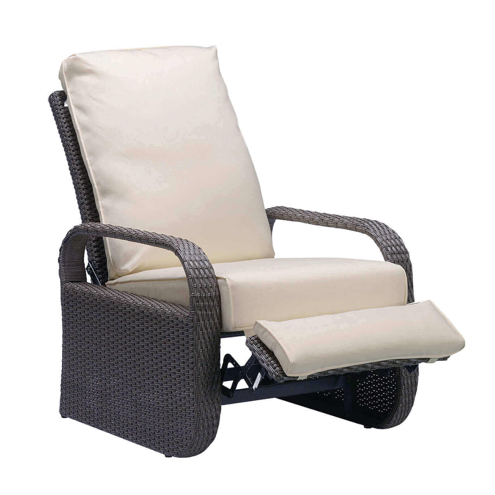 Arttoreal Outdoor Patio Furniture Adjustable Wicker Recliner / Recliner Chair with Aluminum Frame and Soft Waterproof Cushions