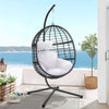 Arttoreal Indoor Outdoor Patio Wicker Hanging Chair Swing Hammock Egg Chairs UV Resistant Cushions with Aluminum Frame for Patio Bedroom Balcony